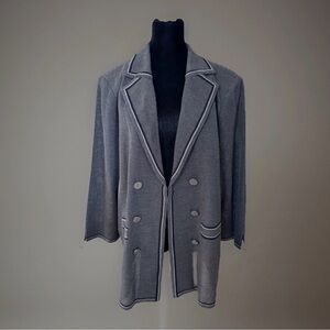 Misook Knit Sweater Jacket Plus Sz 1X Gray Black Classic Office  Button Detail